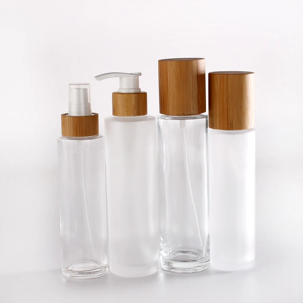 120/150Ml Large Capacity Clear Frosted Glass Bottle Lotion Bottle Cosmetic Spray Empty Container Packaging