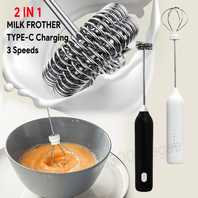 USB Rechargeable Electric Milk Frother & Egg Beater