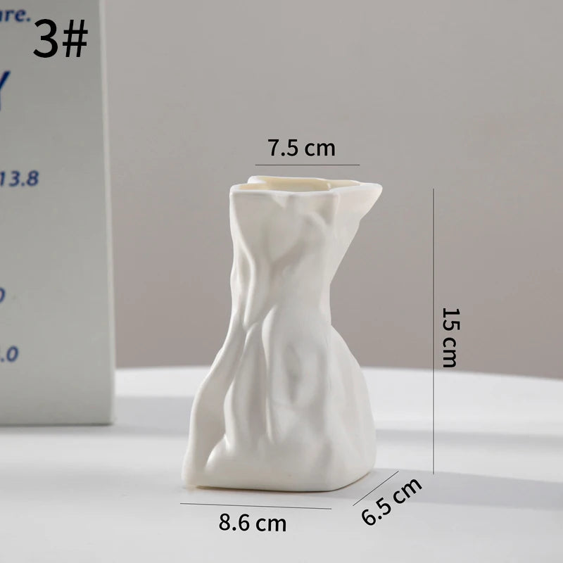 Modern Style Vase Room Decoration Plastic Flower Vase Wihte Black Flower Bottle Aesthetic Floral Arrangement Display Vase