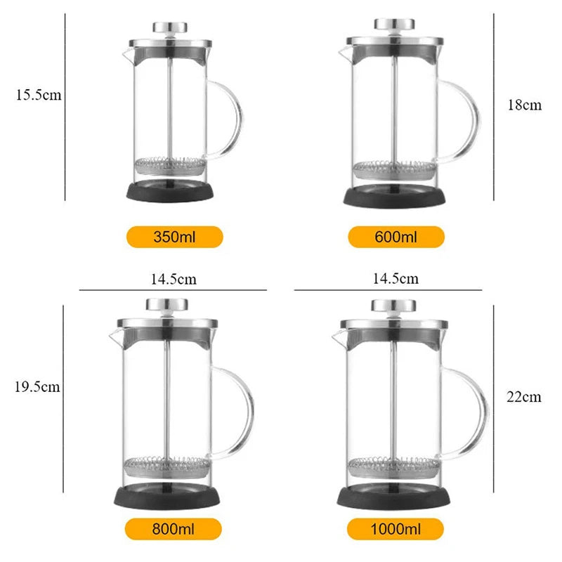 JUSTINLAU Coffee French Press Pot With Filter High borosilicate glass Hand Punch Coffee Pot Multifunctional Brewing Tea Milk Pot