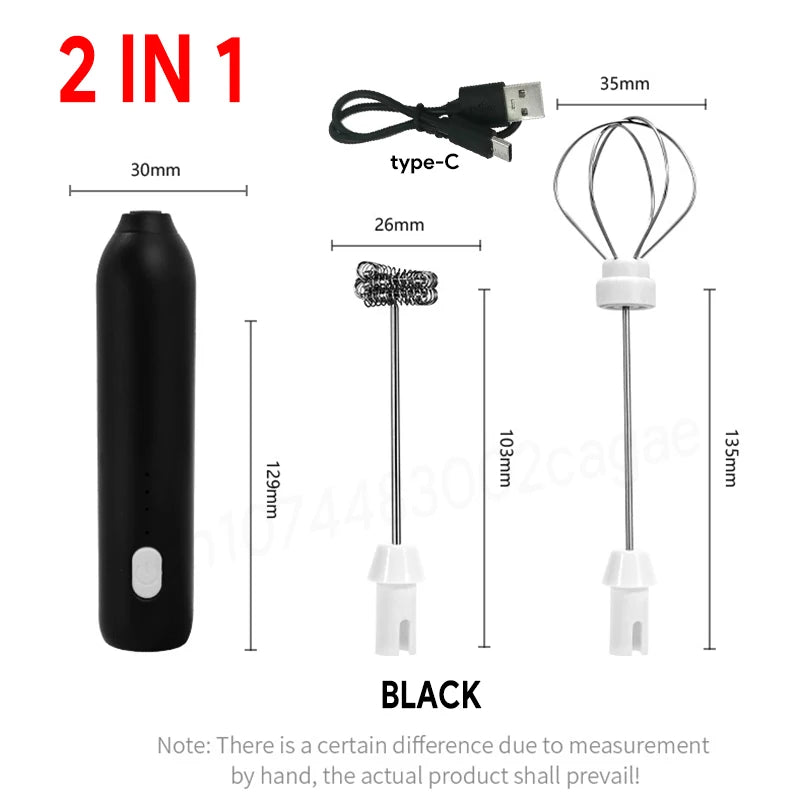 USB Rechargeable Electric Milk Frother & Egg Beater