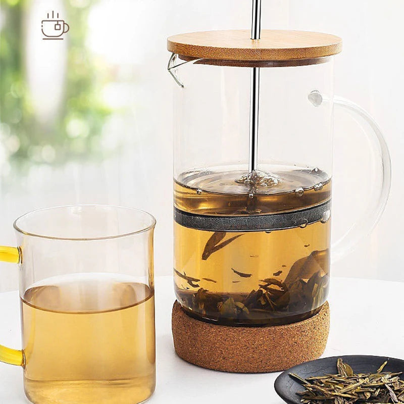JUSTINLAU Coffee French Press Pot With Filter High borosilicate glass Hand Punch Coffee Pot Multifunctional Brewing Tea Milk Pot