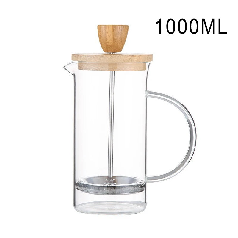 JUSTINLAU Coffee French Press Pot With Filter High borosilicate glass Hand Punch Coffee Pot Multifunctional Brewing Tea Milk Pot