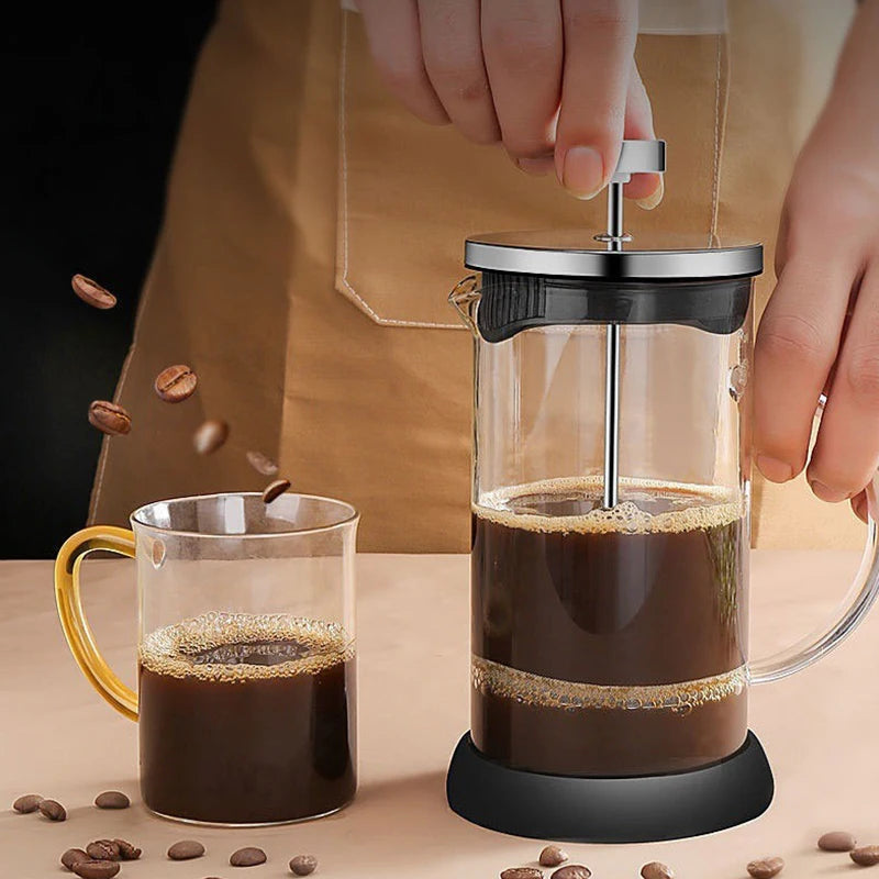 JUSTINLAU Coffee French Press Pot With Filter High borosilicate glass Hand Punch Coffee Pot Multifunctional Brewing Tea Milk Pot