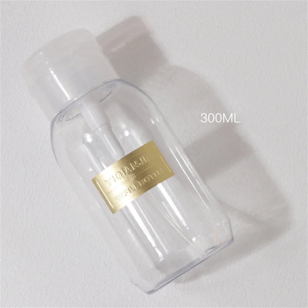 150/200/300/500ml Manicure Removal Press Bottle Clear Empty Pump Bottle Portable Nail Polish Remover Cleanser Cosmetic Dispenser