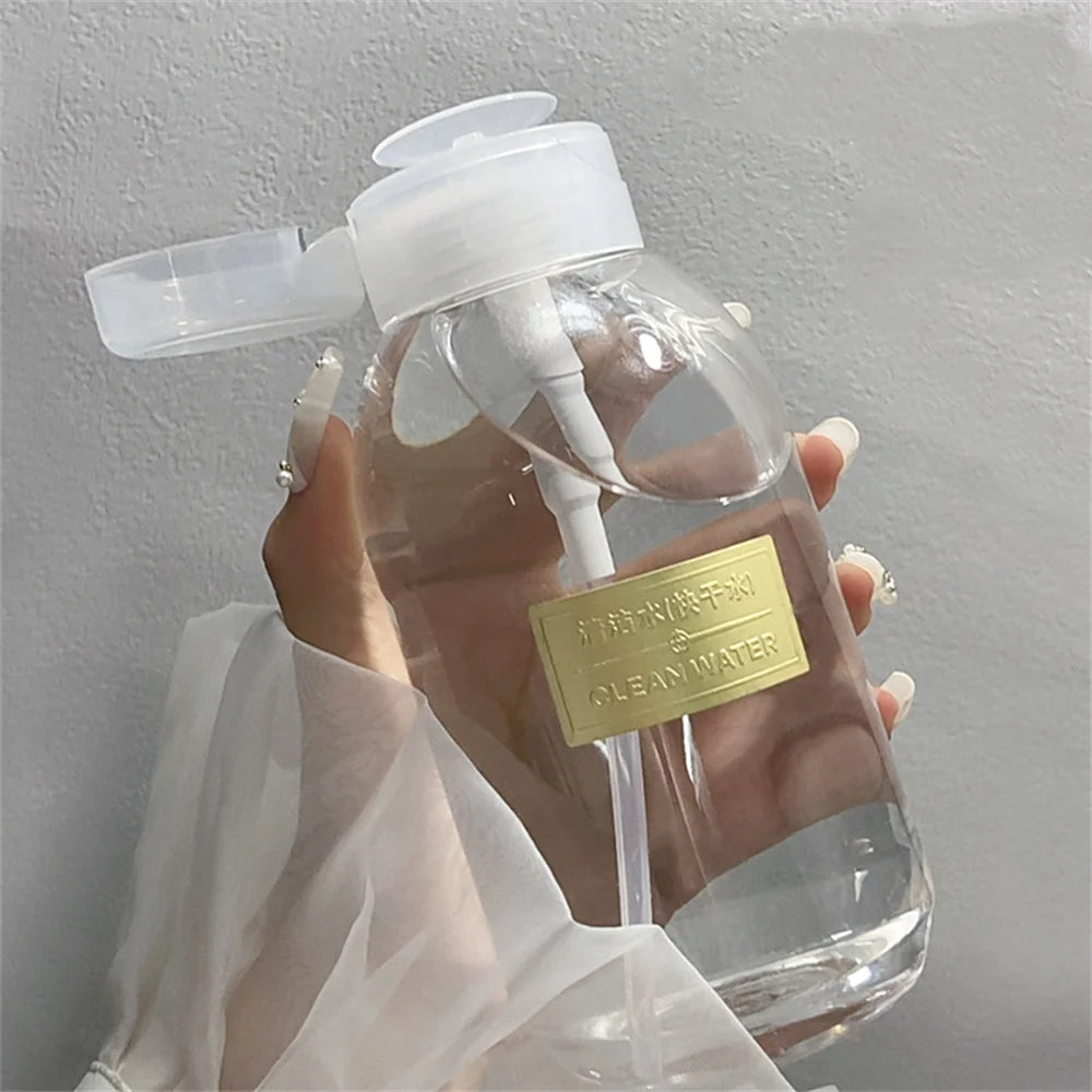150/200/300/500ml Manicure Removal Press Bottle Clear Empty Pump Bottle Portable Nail Polish Remover Cleanser Cosmetic Dispenser
