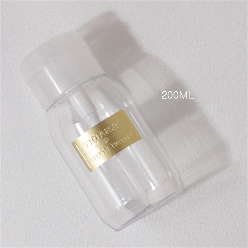150/200/300/500ml Manicure Removal Press Bottle Clear Empty Pump Bottle Portable Nail Polish Remover Cleanser Cosmetic Dispenser