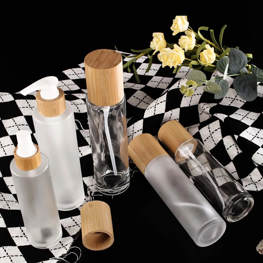 120/150Ml Large Capacity Clear Frosted Glass Bottle Lotion Bottle Cosmetic Spray Empty Container Packaging