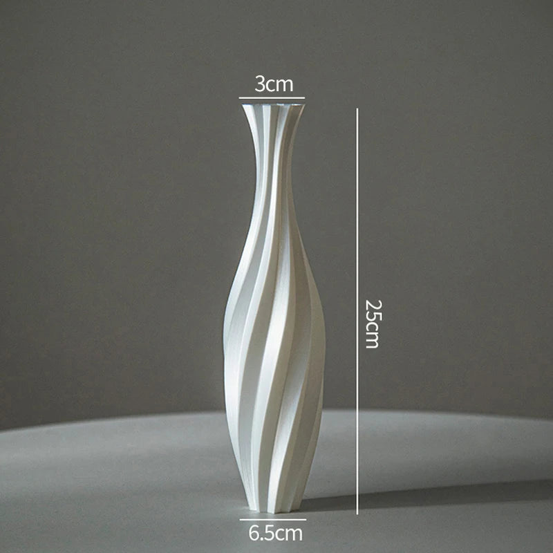 Modern Style Vase Room Decoration Plastic Flower Vase Wihte Black Flower Bottle Aesthetic Floral Arrangement Display Vase