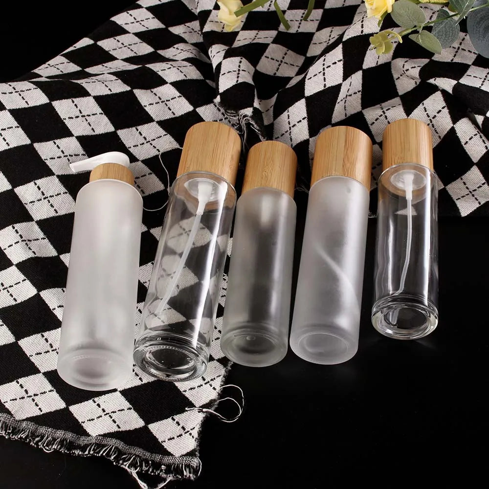 120/150Ml Large Capacity Clear Frosted Glass Bottle Lotion Bottle Cosmetic Spray Empty Container Packaging
