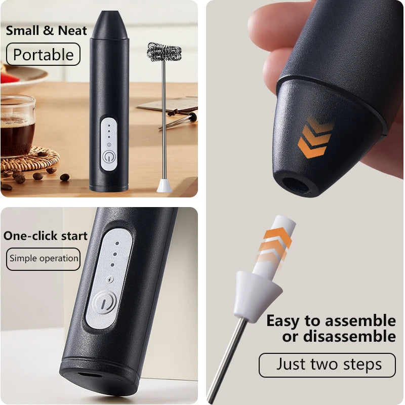 USB Rechargeable Electric Milk Frother & Egg Beater