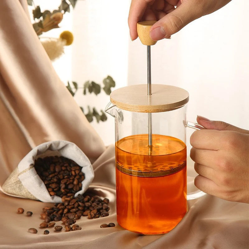 JUSTINLAU Coffee French Press Pot With Filter High borosilicate glass Hand Punch Coffee Pot Multifunctional Brewing Tea Milk Pot