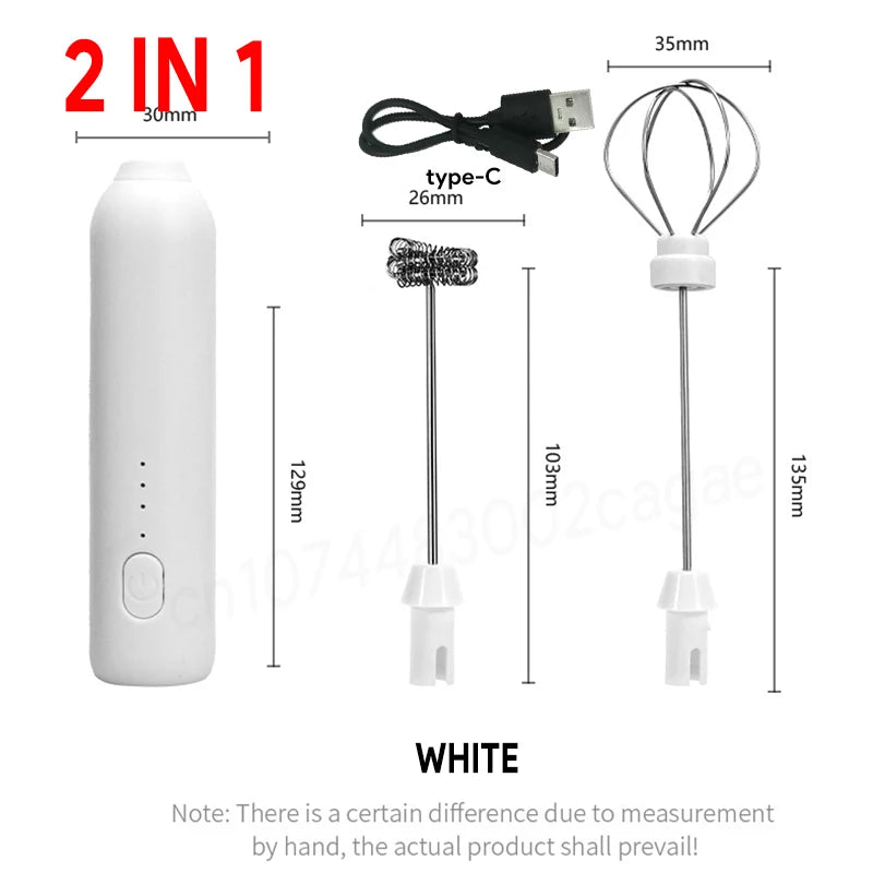 USB Rechargeable Electric Milk Frother & Egg Beater